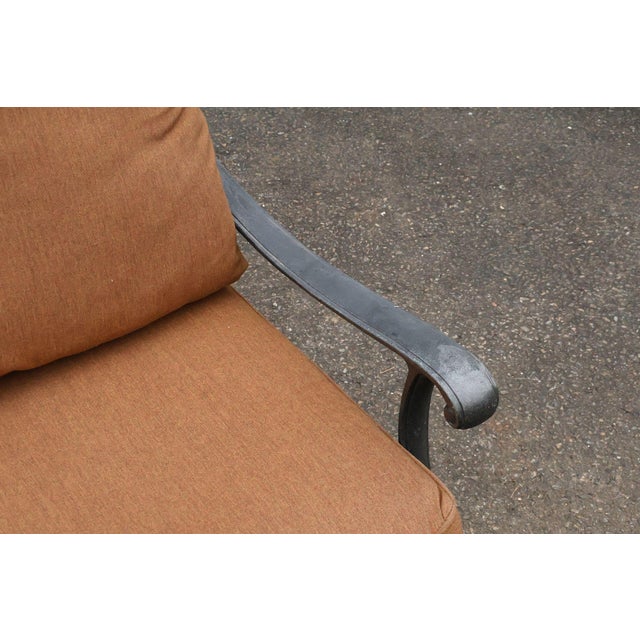 Cast Aluminum Pair Of Outdoor Swivel Lounge Chairs With Cushions For Sale In Philadelphia - Image 6 of 18