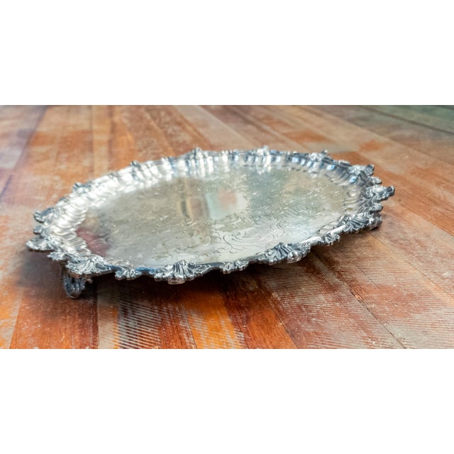 20th Century English Silverplate Rococo Revival Salver Tray by Ellis Barker For Sale - Image 9 of 14