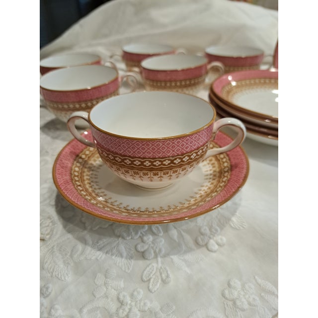 Early 20th Century Vintage Footed Soup Bowls With Saucers - Set of 12 For Sale - Image 5 of 16