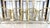 1960s Mid-Century Modern Gold & Frosted Stripe Cocktail Glass Barware Caddy, Set of 8 For Sale - Image 4 of 9