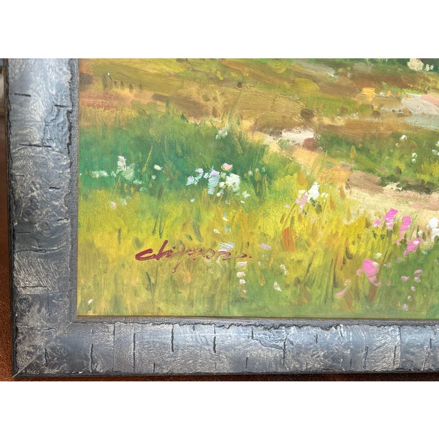 Blue California Wildflowers Impressionist Oil Painting, Framed For Sale - Image 8 of 15