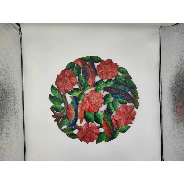 Enamel Wall Decoration Plate with Flowers by Carlo Charlie, 1960s For Sale - Image 4 of 8