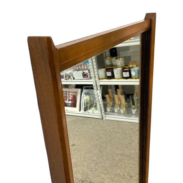 Wood Mid-Century Modern Wall Mirror With Sculpted Wood Frame For Sale - Image 7 of 8