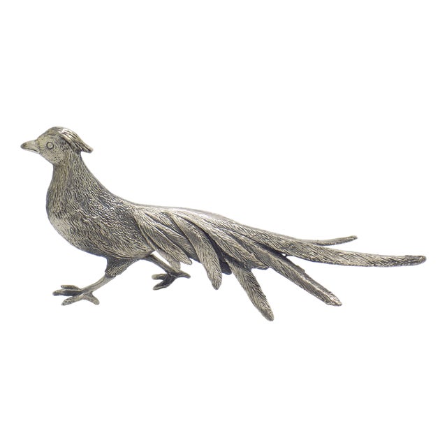Vintage Italian Handmade Genuine Silver Pheasant Figurine by Raspini Gioielli, 1960s For Sale