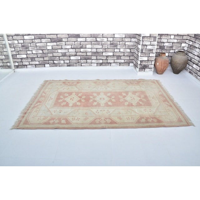 1960s Muted Pink and Neutral Turkish Carpet For Sale - Image 9 of 10