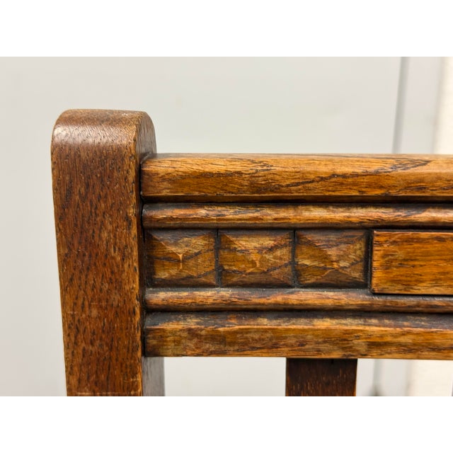 Jacobean Revival Antique Oak Upholstered Side Chairs, Pair For Sale - Image 11 of 12