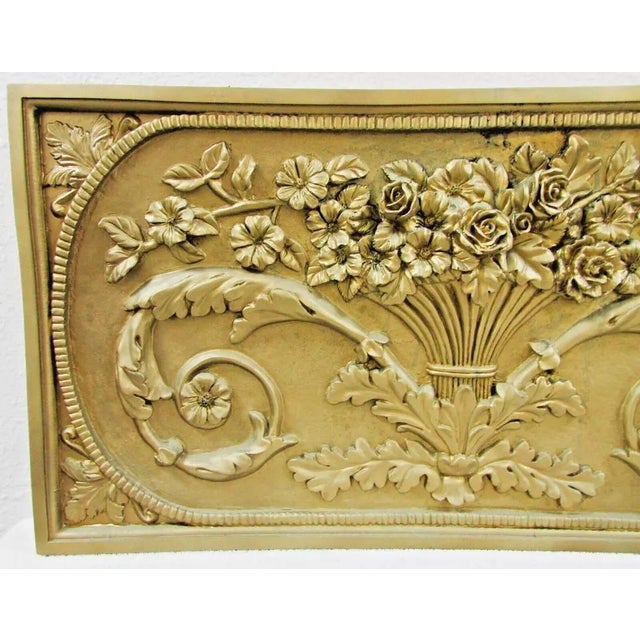1990s Louis XVI Style Rose Basket Floral Raised Wall Plaque With Foliate Tendrils For Sale - Image 4 of 11