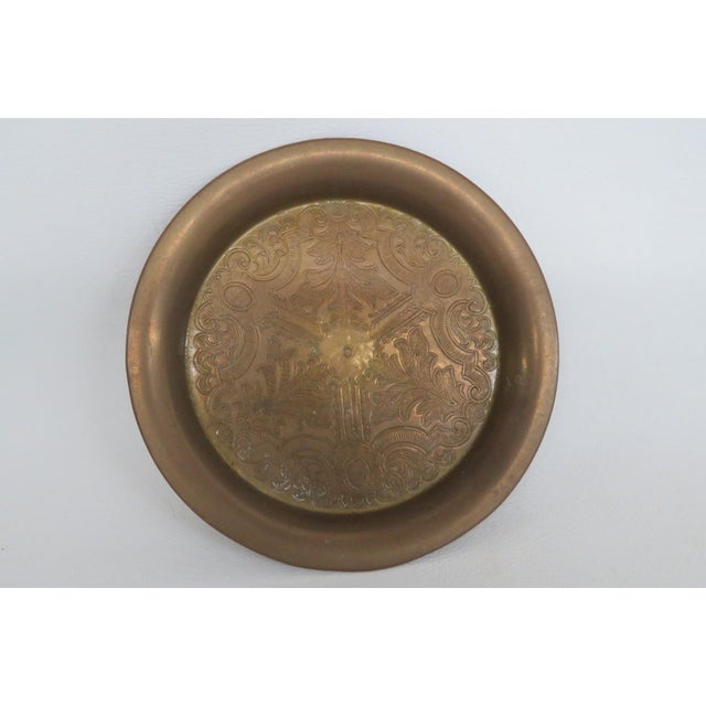 Brass Decorative Small Plate Trinket Tray Dish With Engraved Floral Design 5096b For Sale - Image 11 of 14