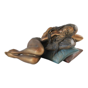 Vintage Sculpture "Resting Girl" by Spanish Sculptor Manuel Vidal