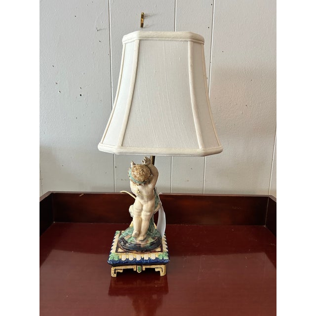 Vintage Porcelain Cherub Table Lamp For Sale - Image 13 of 14