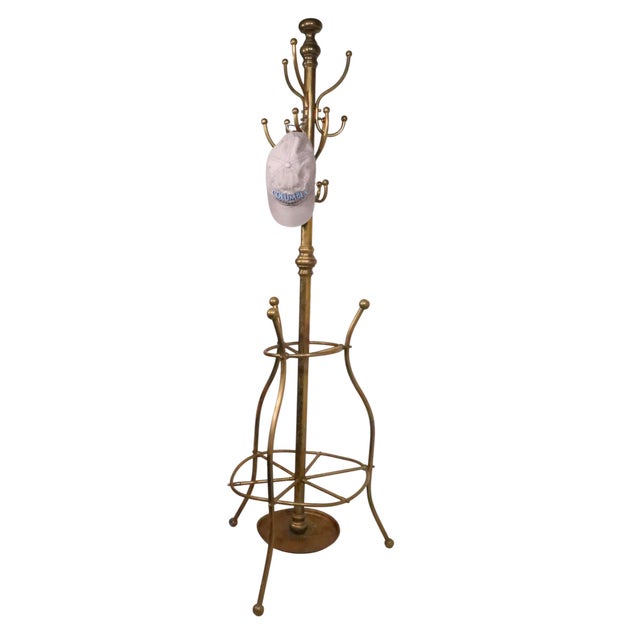 Vintage Brass Coat Rack Umbrella Stand For Sale - Image 9 of 13