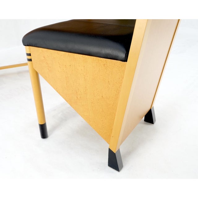 Birds Eye Maple Italian Art Deco Style Low Profile Desk w/ Leather Chair Mint! For Sale - Image 13 of 18