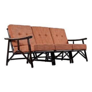 John Wisner for Ficks Reed Far Horizons Rattan Modular Sofa With End Table Set For Sale