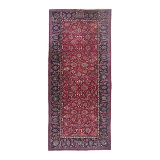 Signed Antique Persian Mashhad Rug, 04'11 X 10'11 For Sale