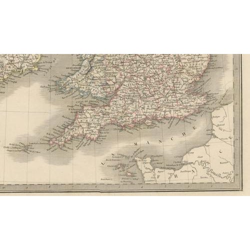 Paper Antique Map of British Isles, England, Scotland & Ireland by Lapie, Paris, 1836 For Sale - Image 7 of 11