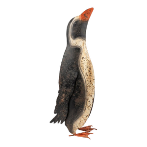 Vintage Folk Art Painted Sheet Metal Penguin Garden Statue