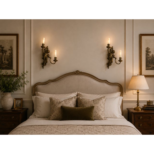 Rococo 1900s Cherub Wall Sconces - a Pair For Sale - Image 3 of 3