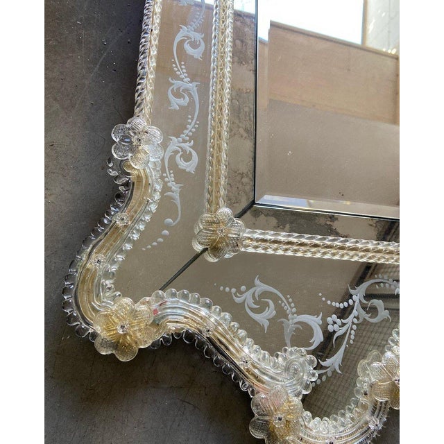 Large Venetian Murano Glass Wall Mirror, 1960s For Sale - Image 3 of 10
