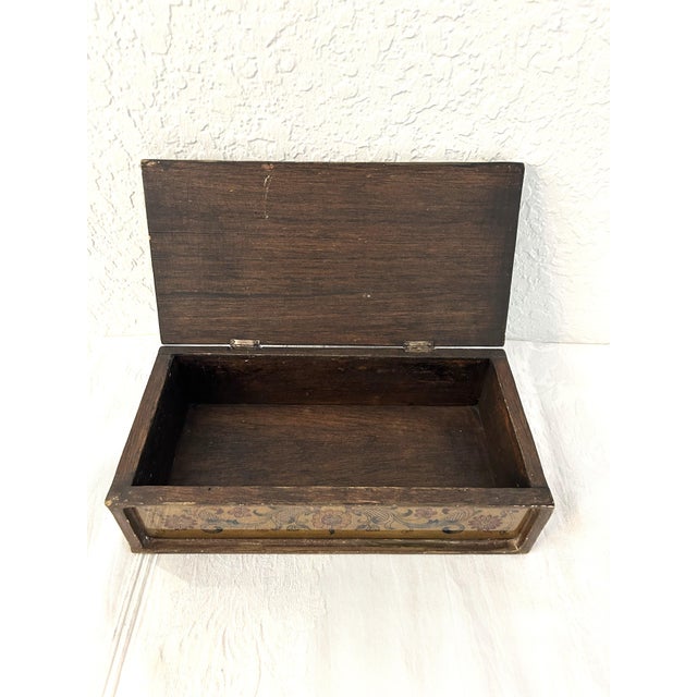 Wood Vintage Robert M. Weiss Reverse Painted Glass & Wood Box For Sale - Image 7 of 7
