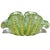 Gorgeous vintage Murano hand blown green, bubbles and gold flecks Italian art glass flower form bowl. Documented to...