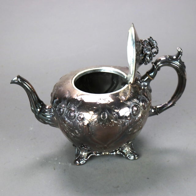 Antique Footed Silver Plated Teapot, Circa 1890 For Sale - Image 4 of 5