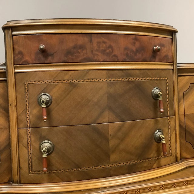 56" tall to top trim on backsplash, 53" tall actual height of center top section, 40" wide and 22" deep. ​Amazing antique...