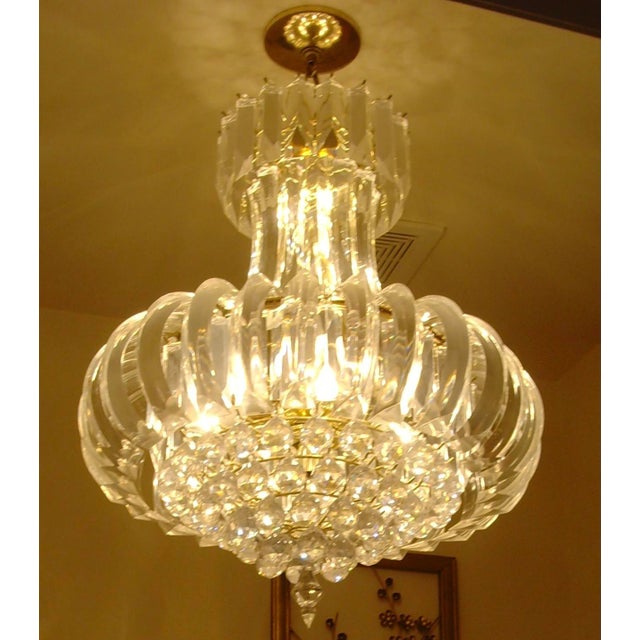 Contemporary 1970s Contemporary Lucite and Metal Chandelier For Sale - Image 3 of 13