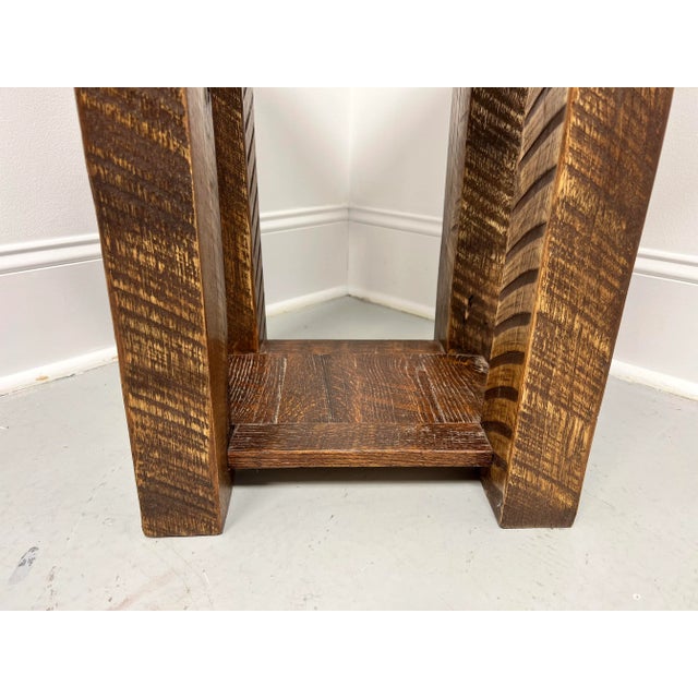 Brown Vintage 20th Century Benchmade Oak Rustic Accent Table For Sale - Image 8 of 9