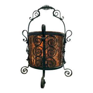 Early 20th Century Decorative Wrought Iron & Copper Bucket