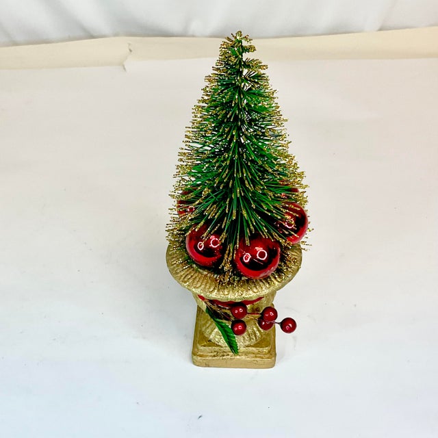 Dark Green 1960s Vintage Boho Chic Hollywood Regency Bottle Brush Christmas Tree For Sale - Image 8 of 8