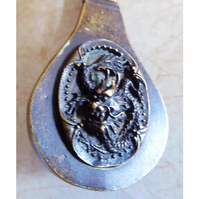 19th Century Antique Chinese Ornate Brass Lock with Jade, 1830 For Sale - Image 5 of 11