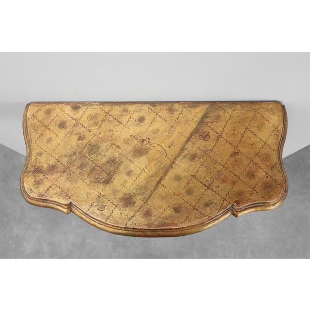 20th Century Louis XV Giltwood Wall Console, France, 1950s For Sale - Image 9 of 12
