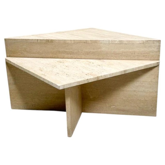1970s Low Triangular Travertine Table, 1970s For Sale - Image 5 of 5