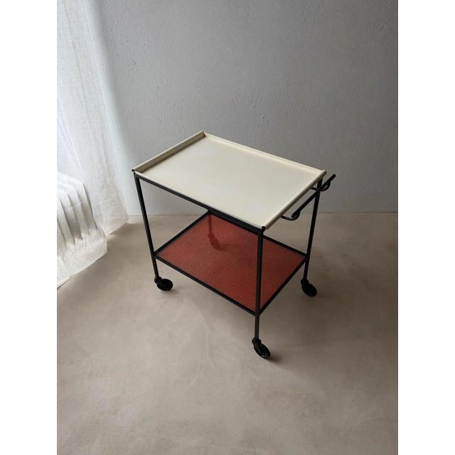 Red Pilastro Serving Trolley by Tjerk Reijenga, 1960s For Sale - Image 8 of 18