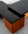 Wood Mid Century Modern Desk Executive L Shaped Cane Walnut Large Black File Drawers For Sale - Image 7 of 12
