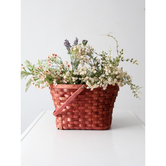 Vintage Pink Splint Weave Basket For Sale - Image 11 of 11