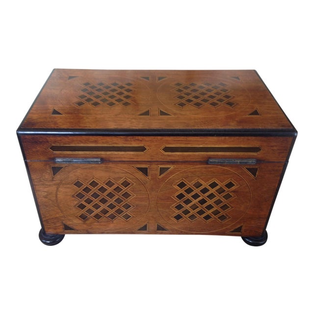 19th Century English Traditional Walnut Tea Chest Chairish