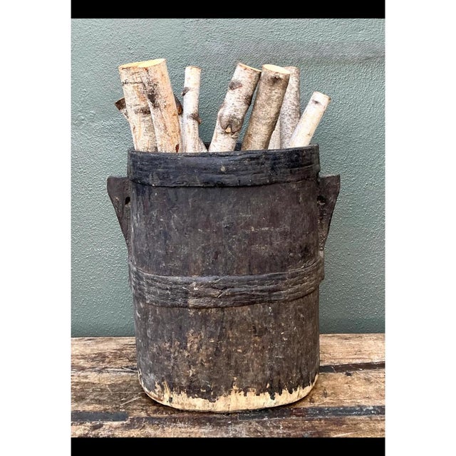 Mid 20th Century Vintage Patinated Wood Bucket For Sale - Image 5 of 12