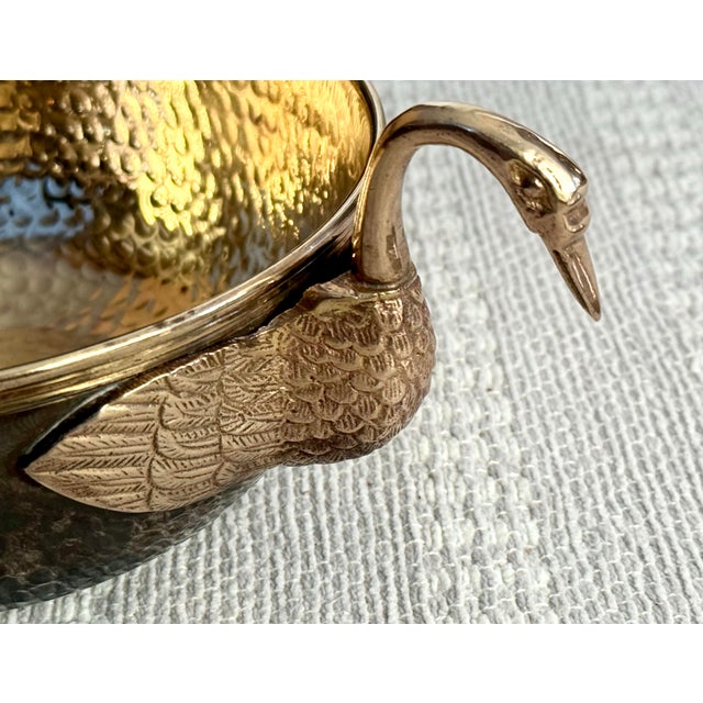 Brass Vintage Solid Brass Swan Bowl For Sale - Image 8 of 11