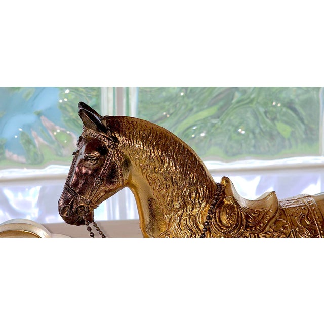 Textile Vintage 1940s United Clock Co. Western Horse Brass Mantel Clock – Model 315, Fully Functional For Sale - Image 7 of 12