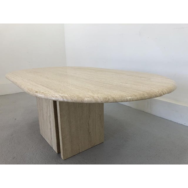 French Coffee Table in Travertine and Marble, 1960s For Sale - Image 5 of 15