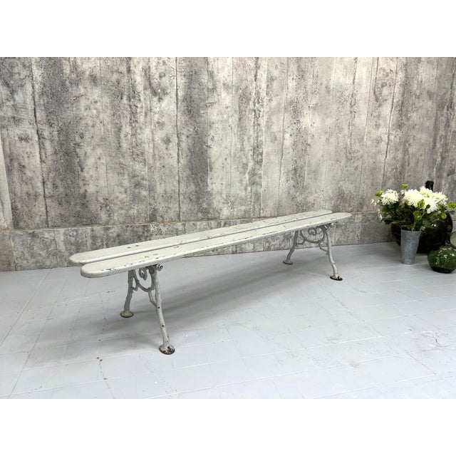 Grey Cast Iron and Wooden Bench, 1950s For Sale - Image 9 of 9