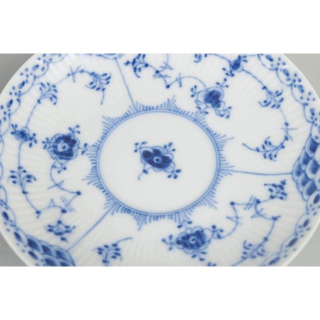Blue Fluted Half Lace Chocolate Cups with Saucers from Royal Copenhagen, 1959, Set of 8 For Sale - Image 3 of 5