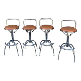 1990s Set of 4 Sandler Chrome Barstools For Sale