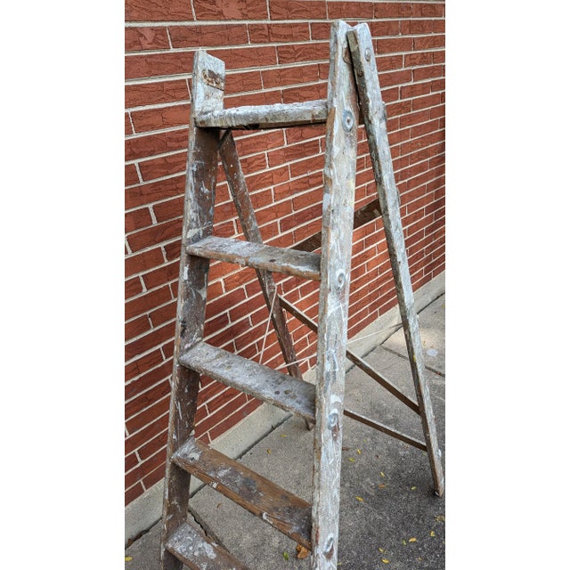 Pair of Antique Painter’s Ladder Set – Circa 1930s For Sale - Image 4 of 4