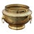 Vintage Heavy Solid Brass Small Round Pedestal Planter With Lion Heads For Sale