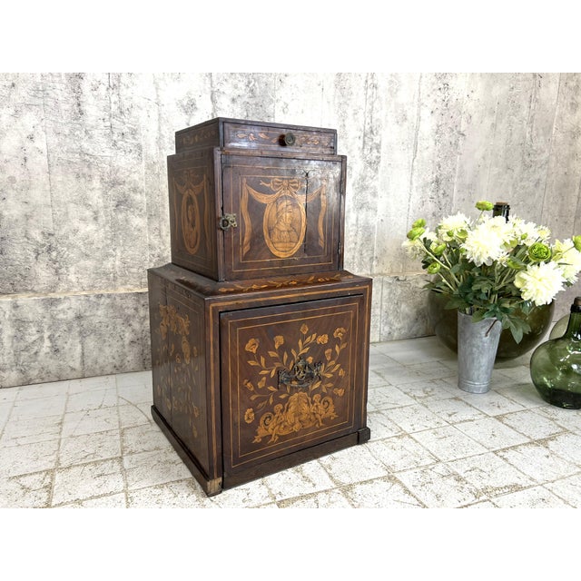 Continental Style Marquetry Bedside Cabinet Box For Sale - Image 16 of 18