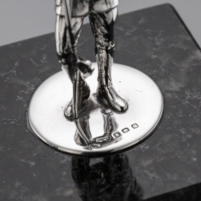 Antique 20th Century English Silver Fisherman Statue on Granite Base, 1902 For Sale - Image 12 of 14