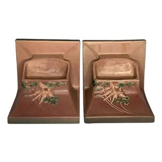 Roseville Pottery Columbine Planter Bookends, c. 1940s For Sale