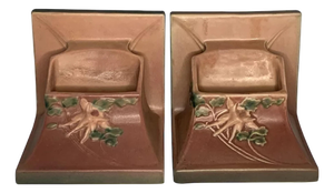 Roseville Pottery Columbine Planter Bookends, c. 1940s
